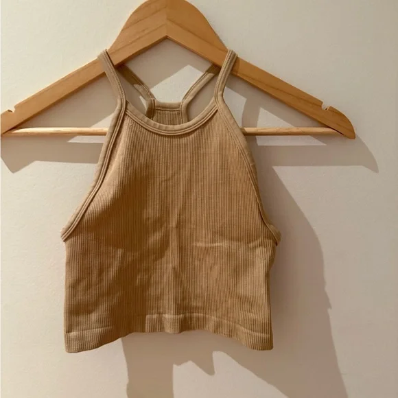 TNA Beige Ribbed Workout Set - Picture 2 of 6